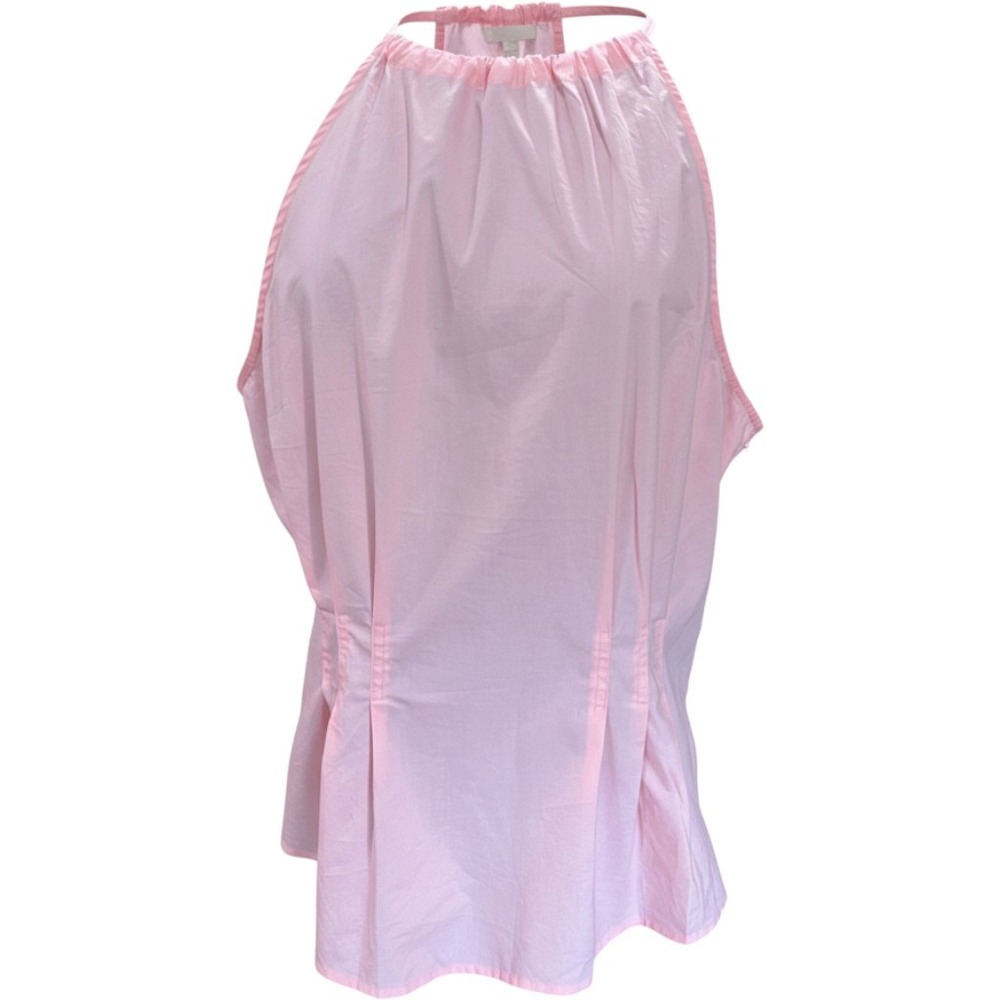 Banana Republic Pink Cotton Halter Neck Pintuck Blouse Top Size 18
